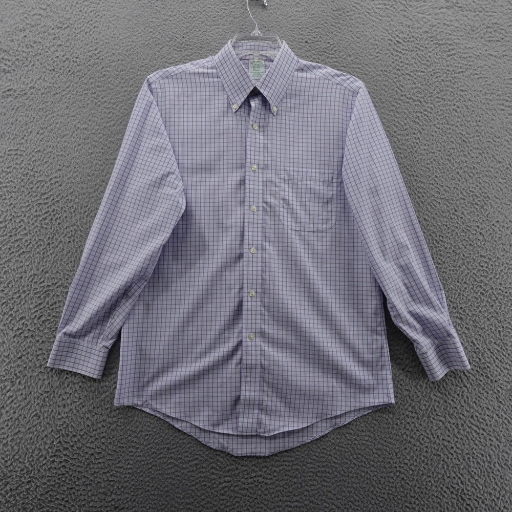 Brooks Brothers Classic Fit Button Down Shirt 16 33 Long Sleeve Purple Plaid